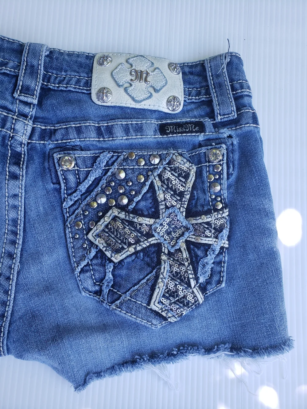Miss Me Denim Cutoff Women's Shorts - Blue 29